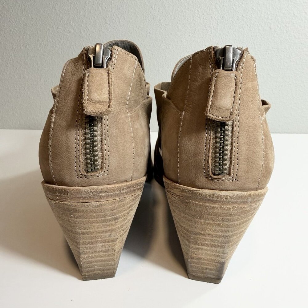 Eileen Fisher Jenkins Ankle Booties Size 10 Tan Nubuck Leather Minimalist Casual - Picture 6 of 11